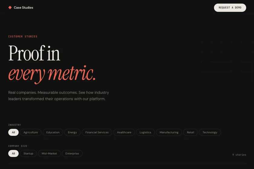 Screenshot of Customer Case Studies