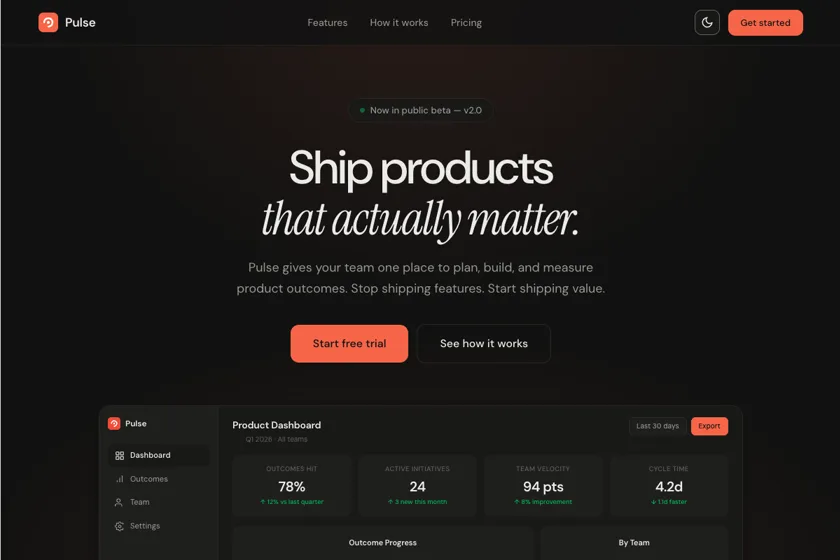 Screenshot of Startup Marketing Landing