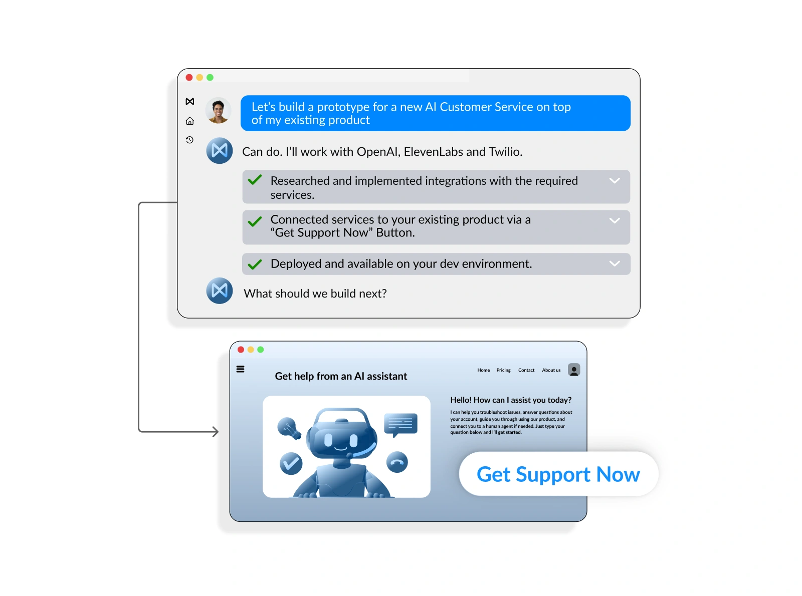 Interactive prototype demo interface showcasing product features